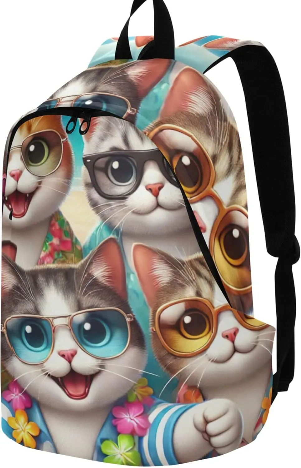 Colorful Casual Backpacks for Women Cute Waterproof Cute Cats Beach School Bookbag for Teen Girls