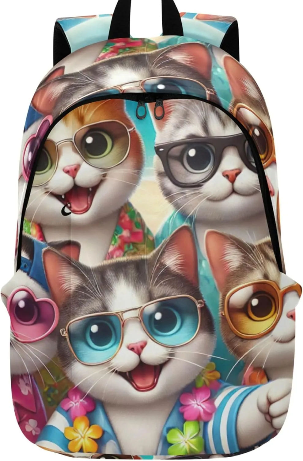 Colorful Casual Backpacks for Women Cute Waterproof Cute Cats Beach School Bookbag for Teen Girls