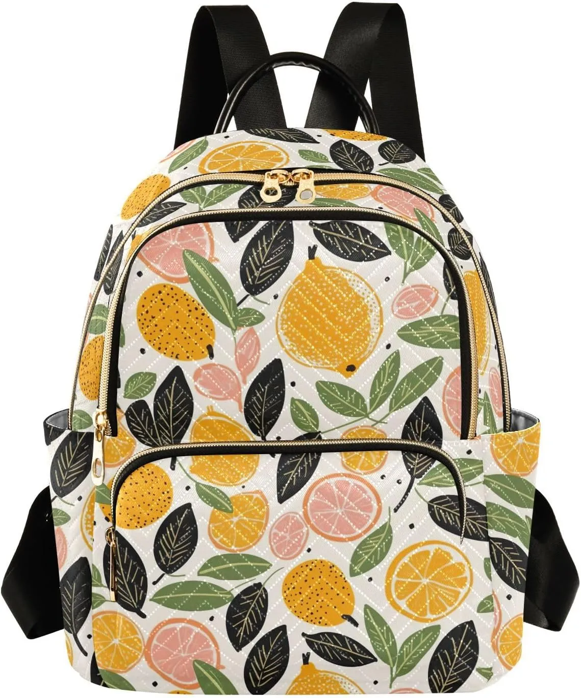 Colorful Lemon Mini Backpack Purse for Women Ladies Shoulder Bags for Work Quilted Casual Bookbag Small Travel Daypack M