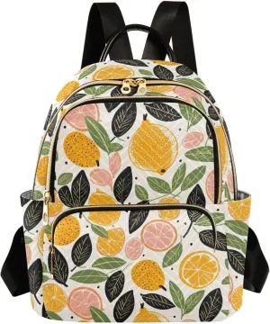 Colorful Lemon Mini Backpack Purse for Women Ladies Shoulder Bags for Work Quilted Casual Bookbag Small Travel Daypack M