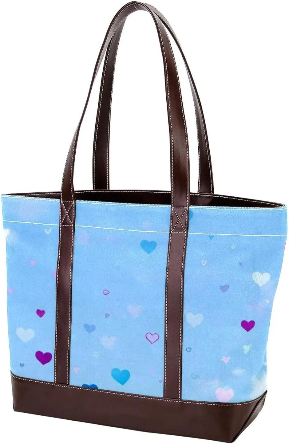 Colorful Love-1471 Tote Bags Durable Leather Canvas Purses and Handbags for Women Top Handle Shoulder Satchel Hobo Bags
