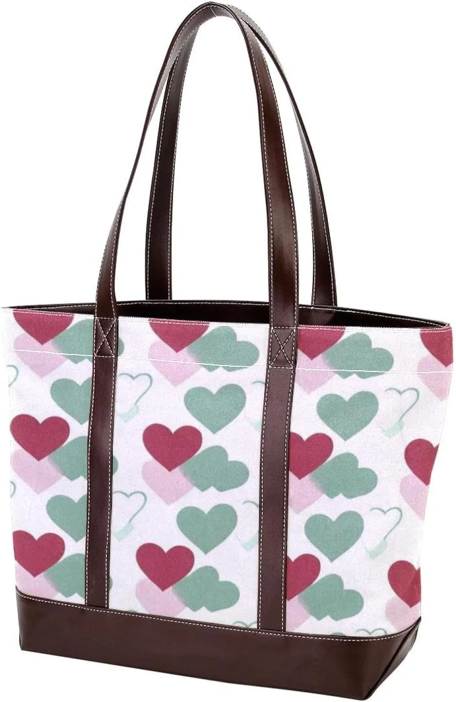 Colorful Love-1486 Tote Bags Durable Leather Canvas Purses and Handbags for Women Top Handle Shoulder Satchel Hobo Bags