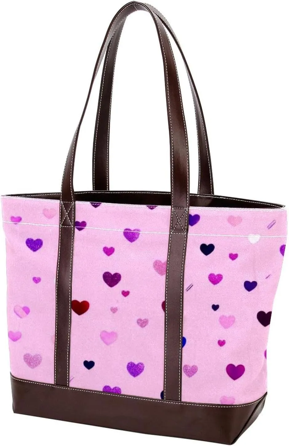 Colorful Love-1513 Tote Bags Durable Leather Canvas Purses and Handbags for Women Top Handle Shoulder Satchel Hobo Bags