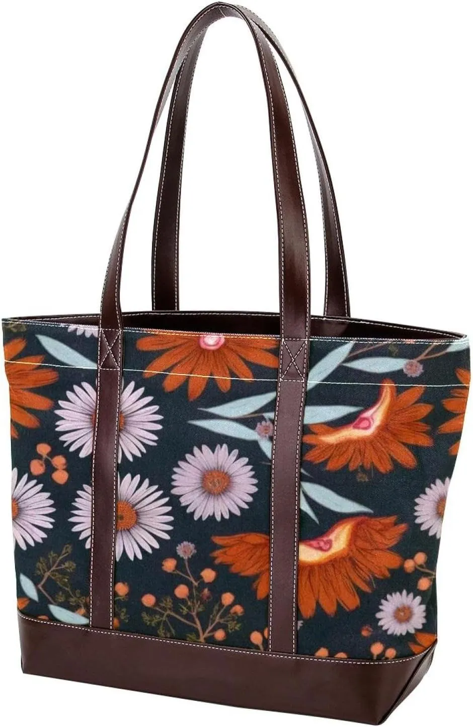 Colorful Sunflowers-391 Tote Bags Durable Leather Canvas Purses and Handbags for Women Top Handle Shoulder Satchel Hobo Bags