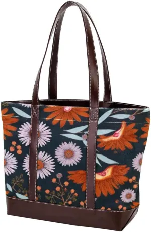 Colorful Sunflowers-391 Tote Bags Durable Leather Canvas Purses and Handbags for Women Top Handle Shoulder Satchel Hobo Bags