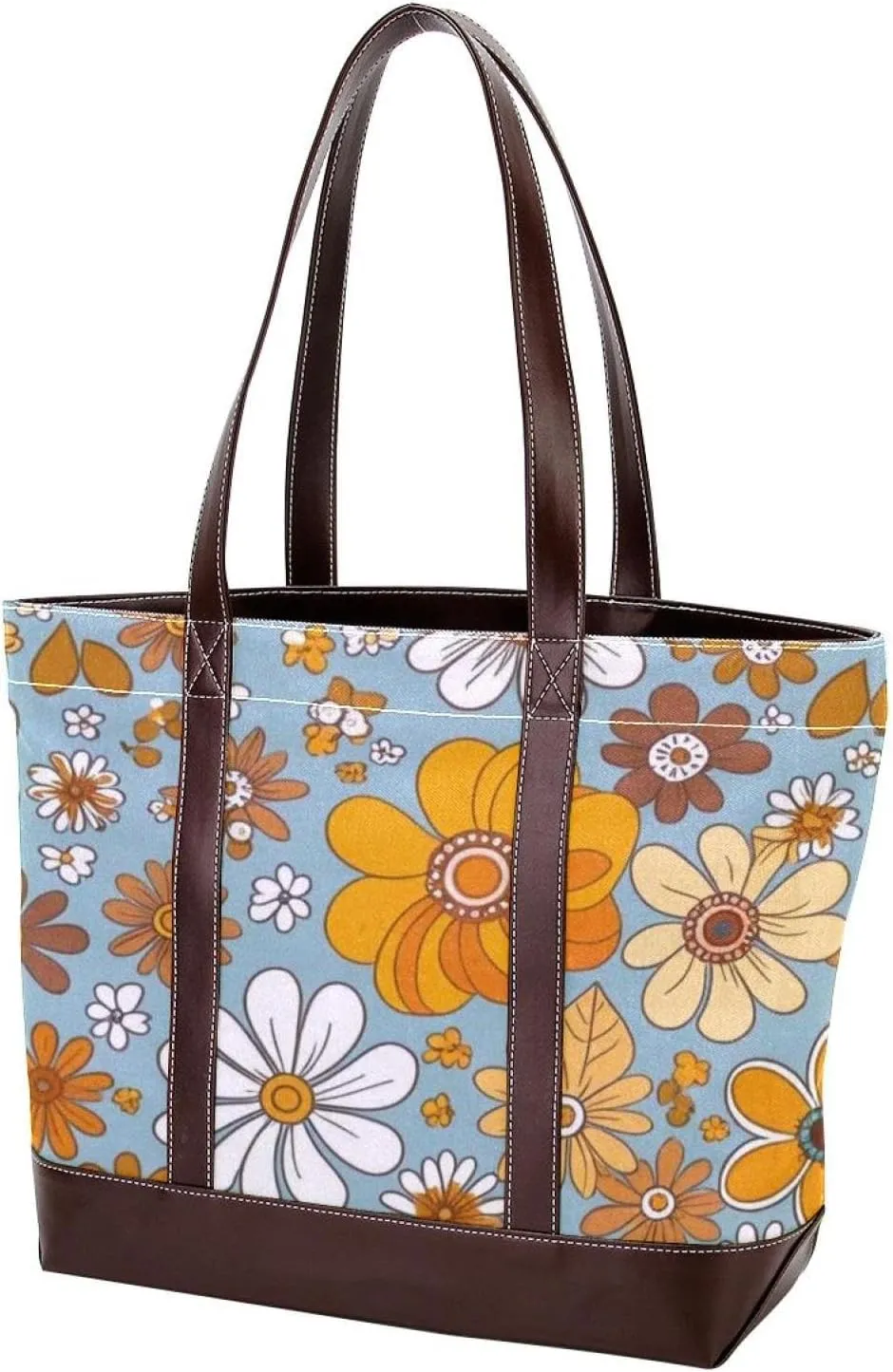 Colorful Sunflowers-394 Tote Bags Durable Leather Canvas Purses and Handbags for Women Top Handle Shoulder Satchel Hobo Bags