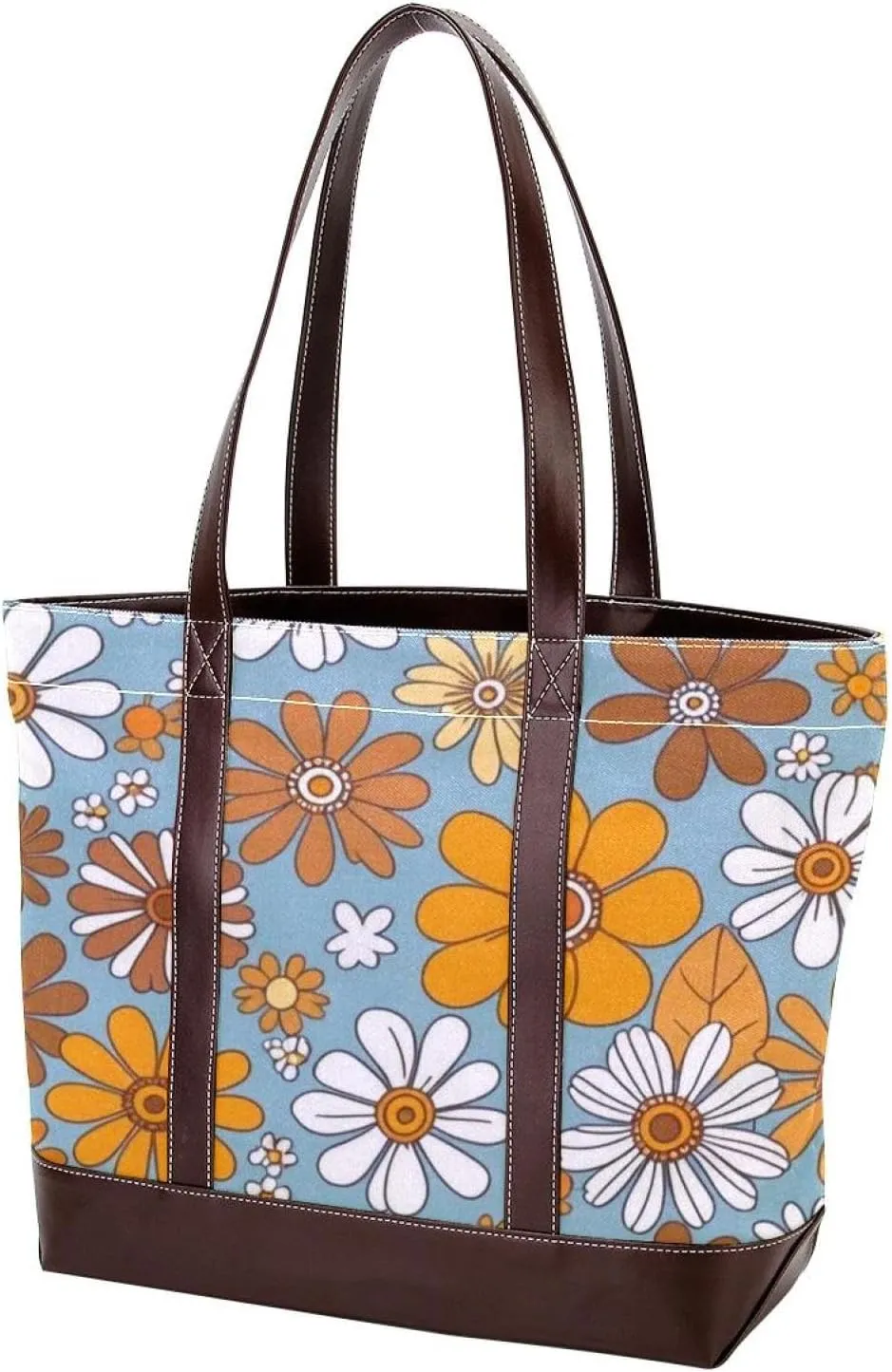 Colorful Sunflowers-397 Tote Bags Durable Leather Canvas Purses and Handbags for Women Top Handle Shoulder Satchel Hobo Bags