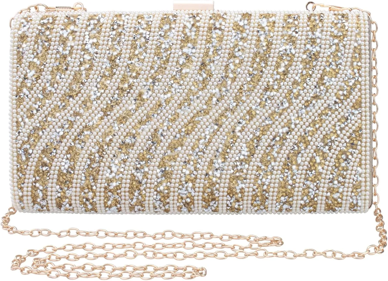 Comeon Evening Handbags for Women Pearl Clutch Bags Bling Party Purses for Wedding Cocktail Prom Formal Bridal Dress Handbag