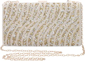 Comeon Evening Handbags for Women Pearl Clutch Bags Bling Party Purses for Wedding Cocktail Prom Formal Bridal Dress Handbag
