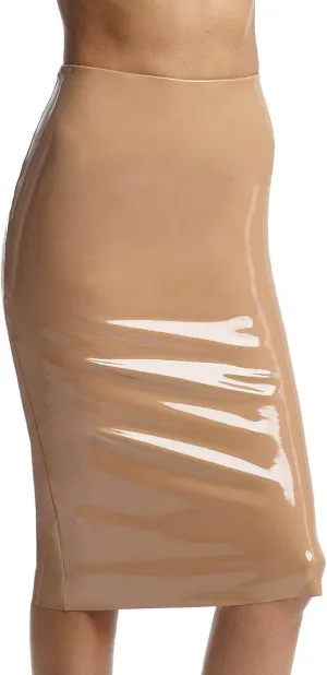 commando Women's Faux Patent Leather Midi Skirt - SK03 (XL, Cocoa)