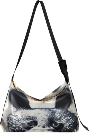 Cool Panda Hobo Crossbody Bags for Women Leather Large Shoulder Bag Cross Body Street Art Artistic Trendy Womens Tote Bags Handbag for Travel Shopping