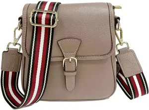 Cow Leather Saddle Bag Colorful Straps Women's Shoulder Bags Multi-functional Bag Travel Grocery Lightweight