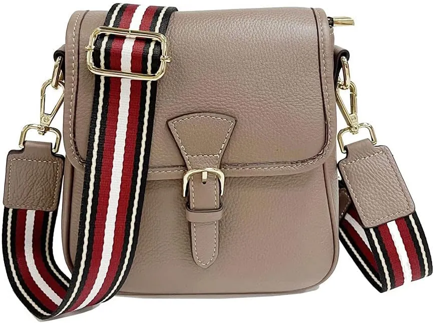 Cow Leather Saddle Bag Colorful Straps Women's Shoulder Bags Multi-functional Bag Travel Grocery Lightweight