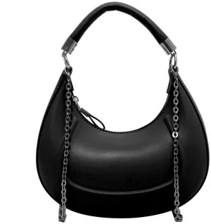 Crescent-shaped Handbags for Women with Chain, PU Tote Bag, Women's Crossbody Handbags, Clutch Purses with Zipper Closure