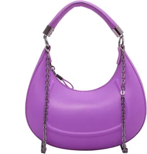 Crescent-shaped Handbags for Women with Chain, PU Tote Bag, Women's Crossbody Handbags, Clutch Purses with Zipper Closure