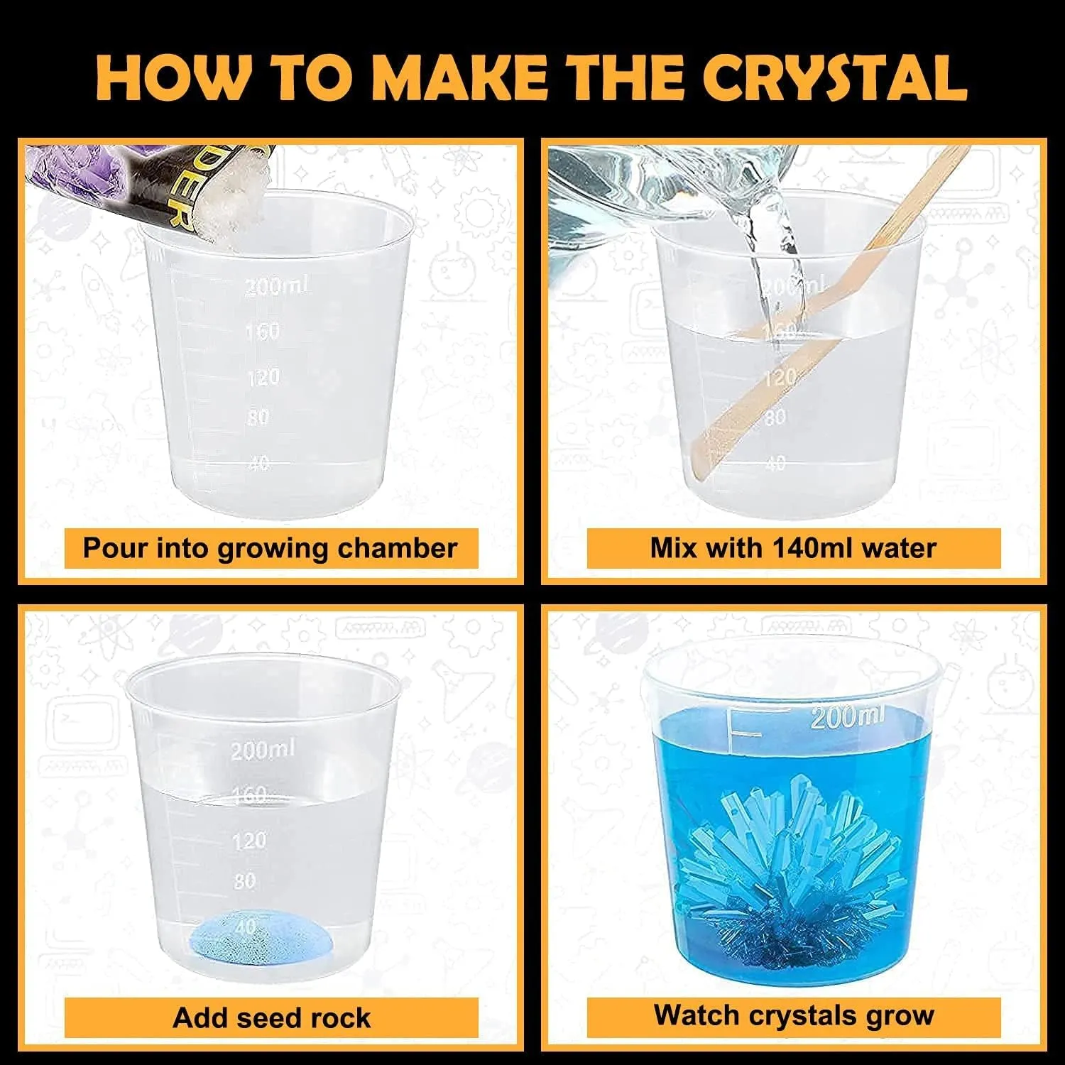 Crystal Growing Kit, Grow 6 Vibrant Crystals