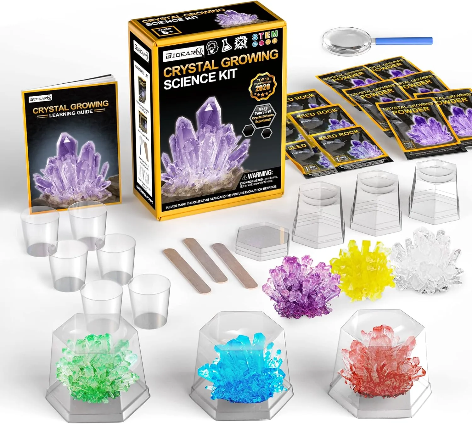 Crystal Growing Kit, Grow 6 Vibrant Crystals