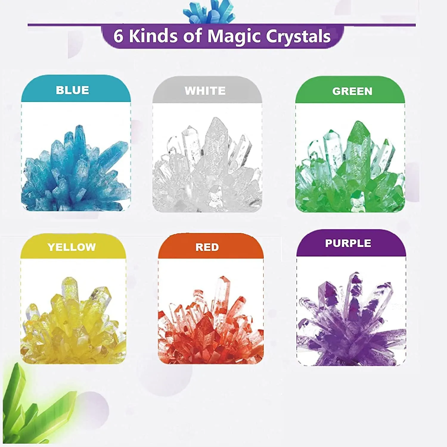 Crystal Growing Kit, Grow 6 Vibrant Crystals