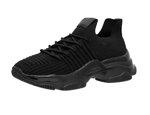 CUSHIONAIRE Women's Apolo Knit Sneaker  Memory Foam, Black 8.5