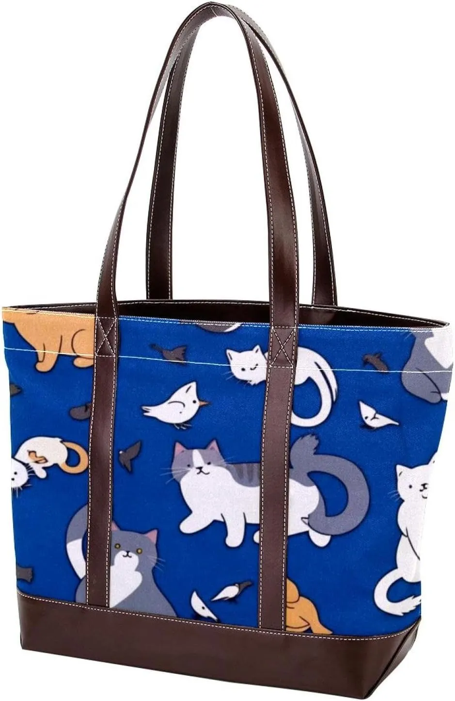 Cute Animals-1201 Tote Bags Durable Leather Canvas Purses and Handbags for Women Top Handle Shoulder Satchel Hobo Bags