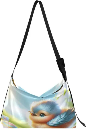 Cute Easter Chick Hobo Crossbody Bags for Women Leather Large Shoulder Bag Cross Body Watercolor Artistic Trendy Womens Tote Bags Handbag for Travel Shopping