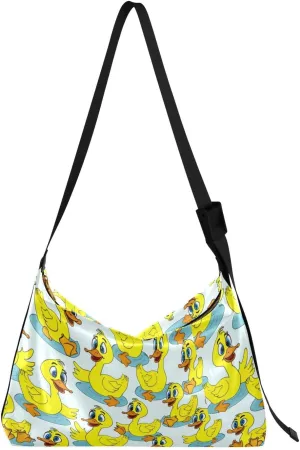 Cute Yellow Ducks Hobo Crossbody Bags for Women Leather Large Shoulder Bag Cross Body Cartoon Artistic Style Trendy Womens Tote Bags Handbag for Travel Shopping