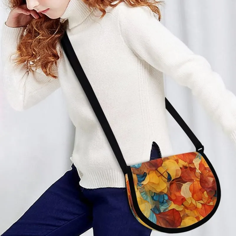 Damask Flowers Classic Messenger Bag Vivid Goldfish Crescent Canvas Cross Body Bag American Flag Pride Shoulder Bags