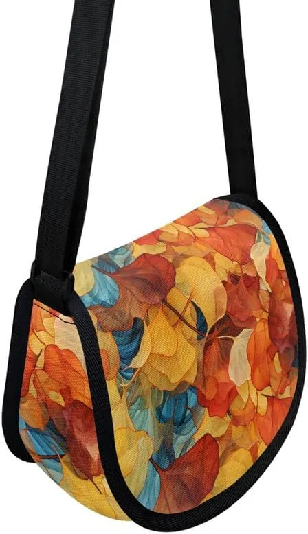 Damask Flowers Classic Messenger Bag Vivid Goldfish Crescent Canvas Cross Body Bag American Flag Pride Shoulder Bags
