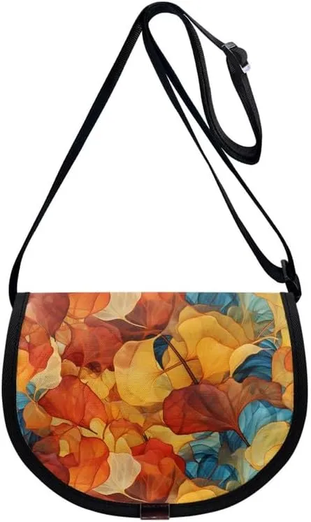 Damask Flowers Classic Messenger Bag Vivid Goldfish Crescent Canvas Cross Body Bag American Flag Pride Shoulder Bags