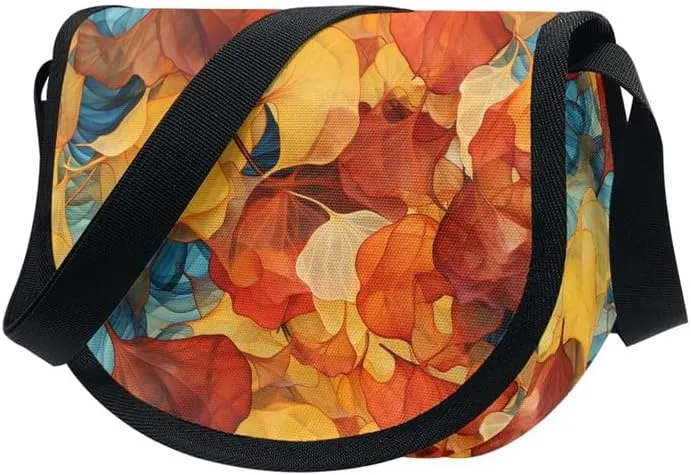Damask Flowers Classic Messenger Bag Vivid Goldfish Crescent Canvas Cross Body Bag American Flag Pride Shoulder Bags