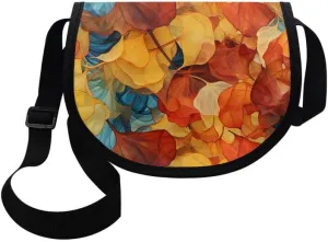 Damask Flowers Classic Messenger Bag Vivid Goldfish Crescent Canvas Cross Body Bag American Flag Pride Shoulder Bags