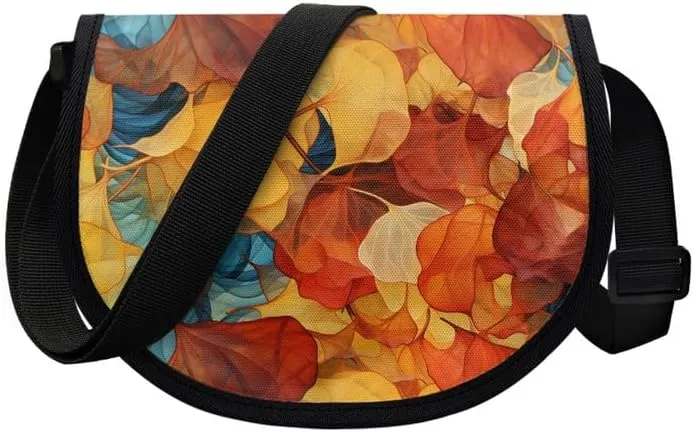 Damask Flowers Classic Messenger Bag Vivid Goldfish Crescent Canvas Cross Body Bag American Flag Pride Shoulder Bags