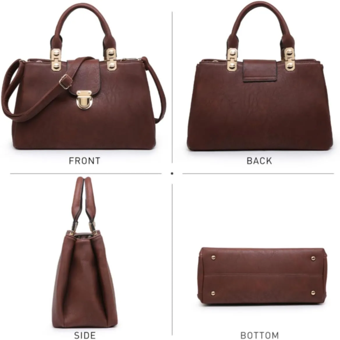 Dasein Women Satchel Handbags Top Handle Purse Medium Tote Bag Vegan Leather Shoulder Bag