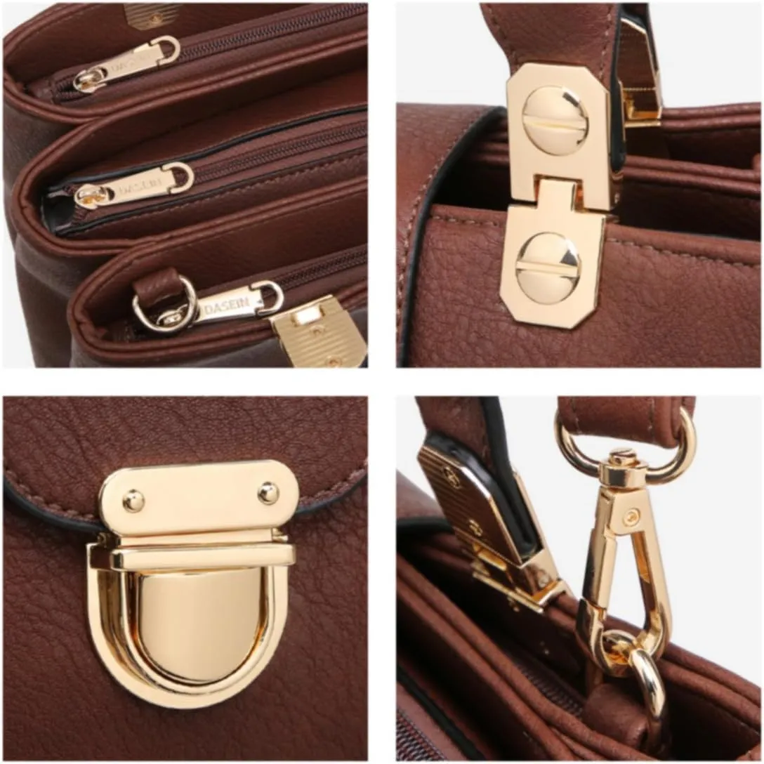 Dasein Women Satchel Handbags Top Handle Purse Medium Tote Bag Vegan Leather Shoulder Bag