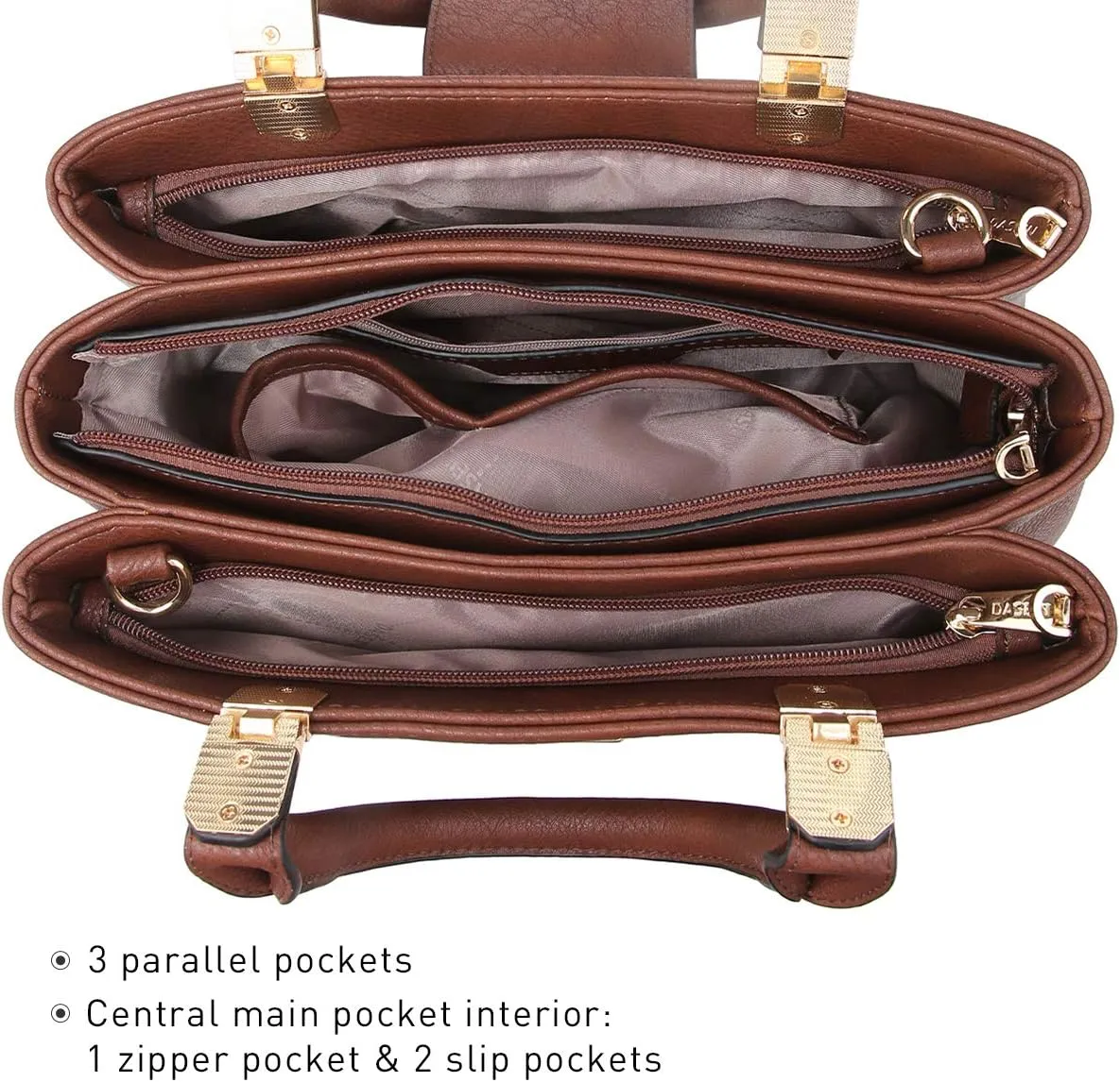 Dasein Women Satchel Handbags Top Handle Purse Medium Tote Bag Vegan Leather Shoulder Bag