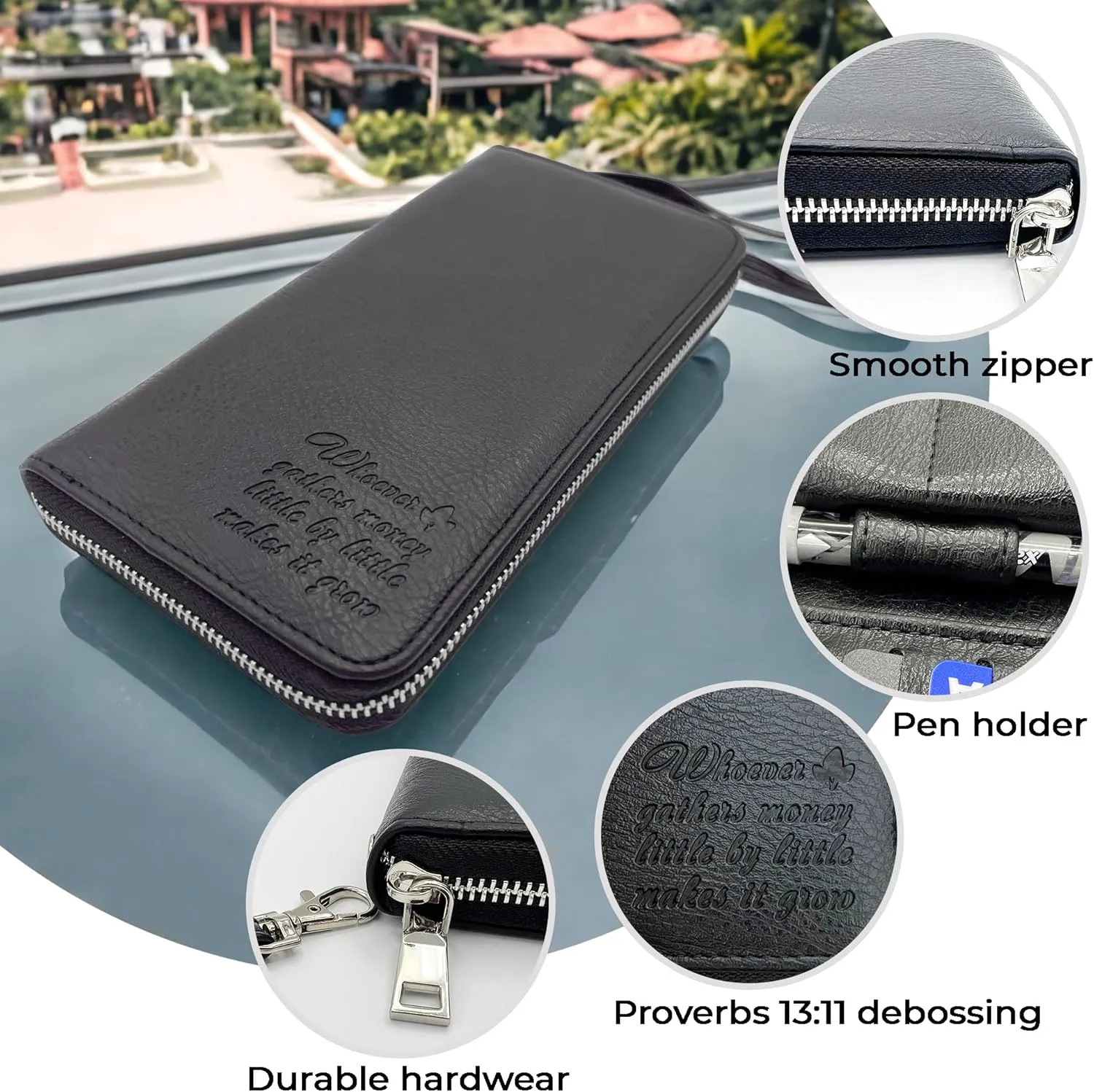 DEHITE Wristlet Wallets & Clutches For Women Card Holder - Zip Around Leather Wallet - Faux Leather Purse For Ladies