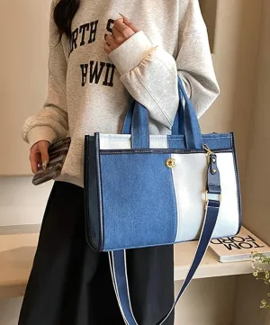 Denim Purse Vintage Jean Purse Tote Handbag Women Large Denim Shoulder Bag Satchels Hobo Bags Casual Totes