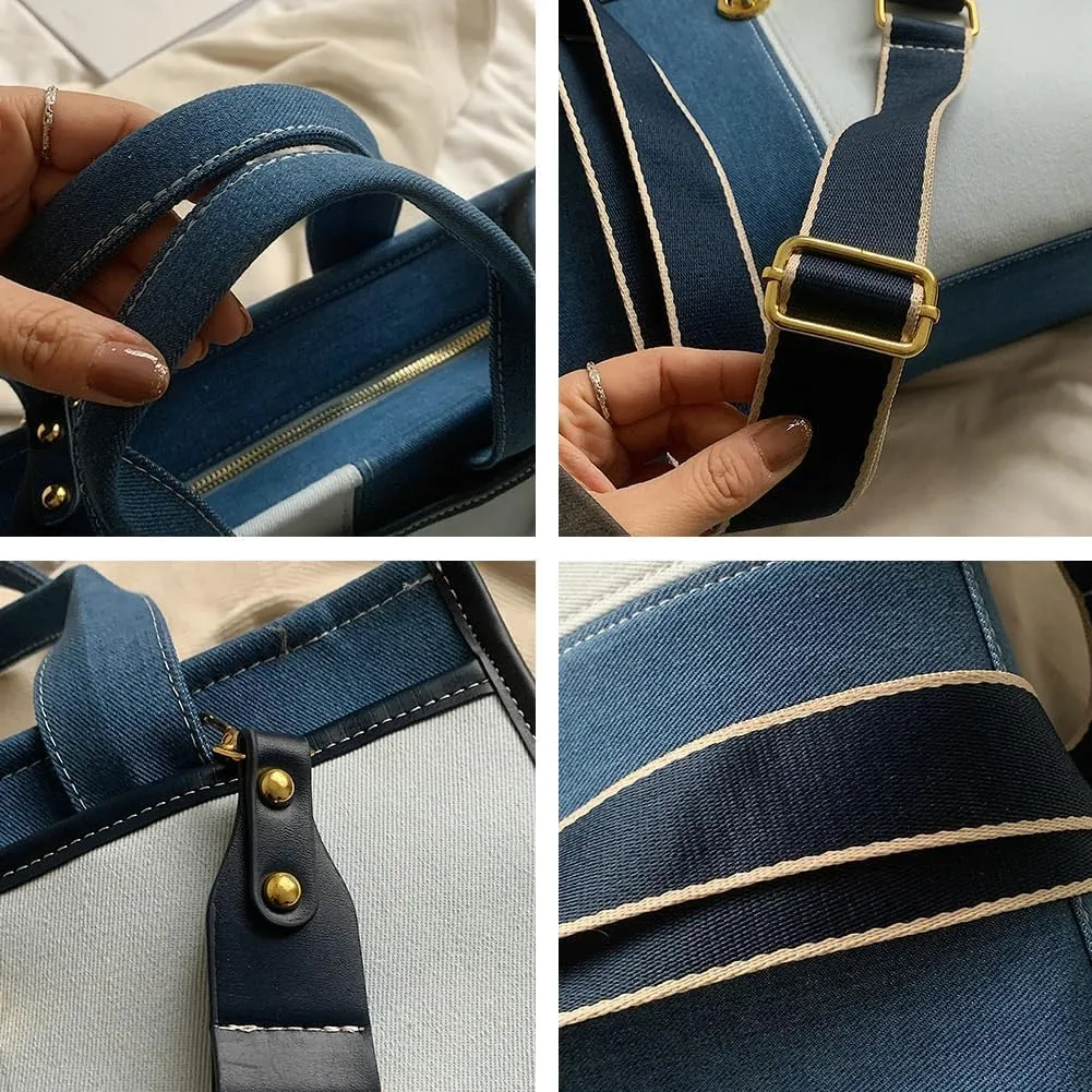 Denim Purse Vintage Jean Purse Tote Handbag Women Large Denim Shoulder Bag Satchels Hobo Bags Casual Totes