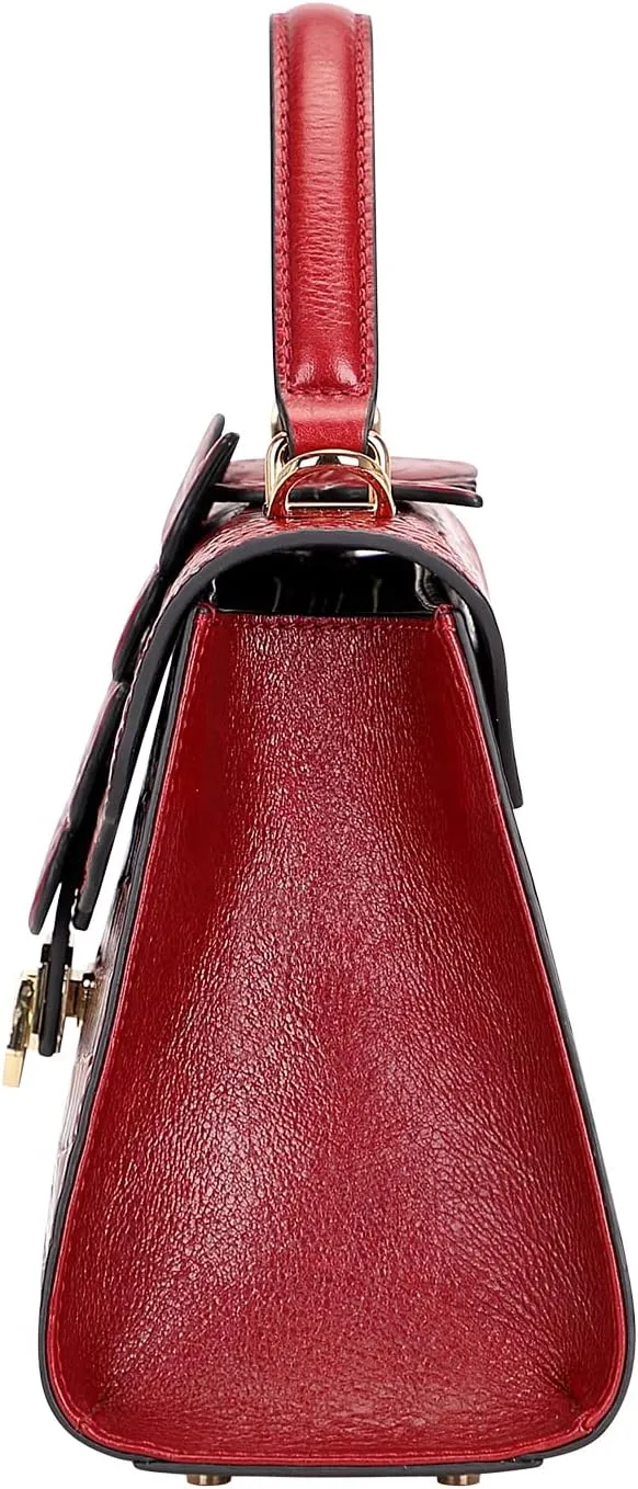 Designer Handbags for Women Crocodile Leather Crossbody Satchel Bag with Butterfly(66297 Red)