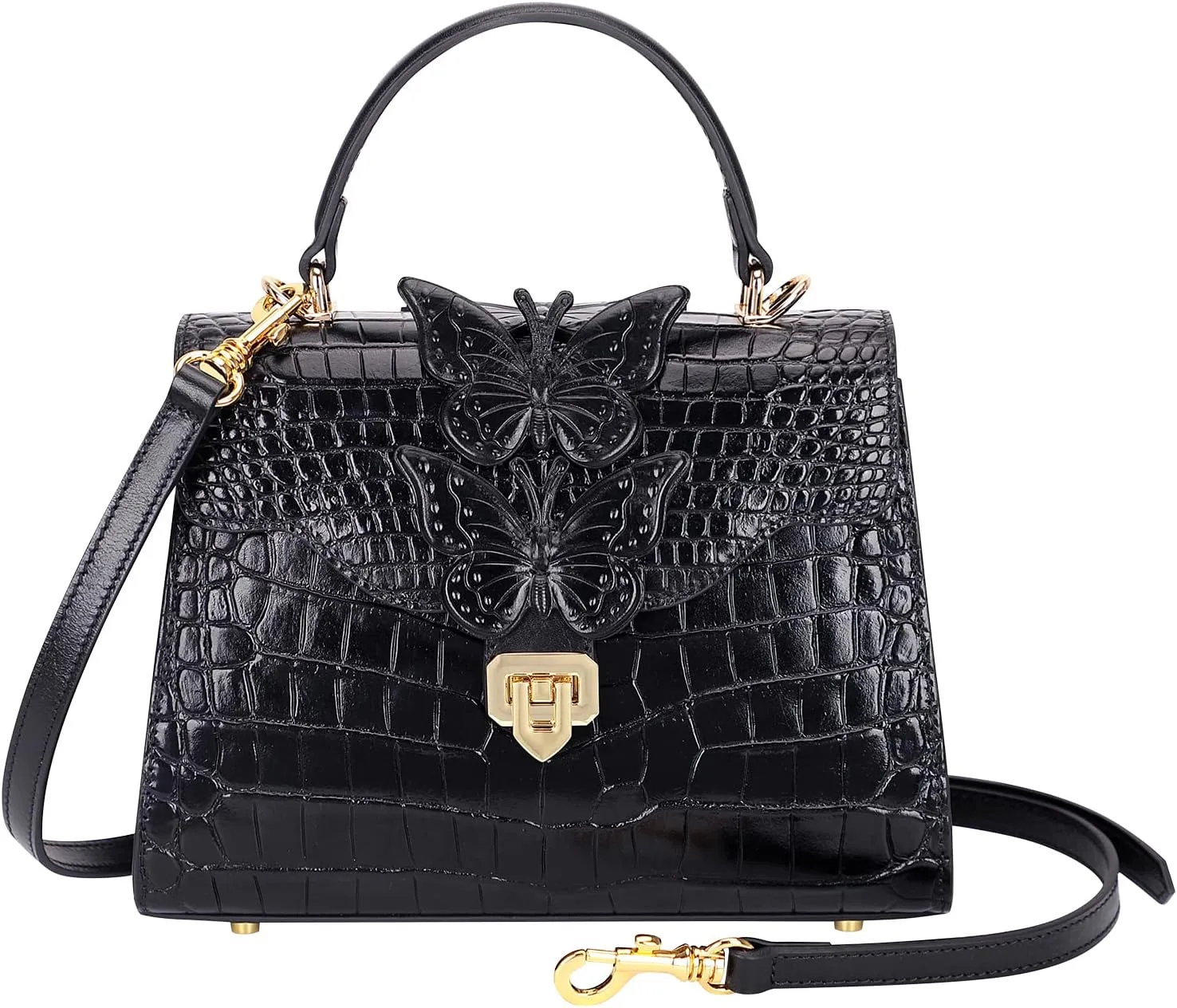 Designer Handbags for Women Crocodile Leather Crossbody Satchel Bag with Butterfly(66297 Red)