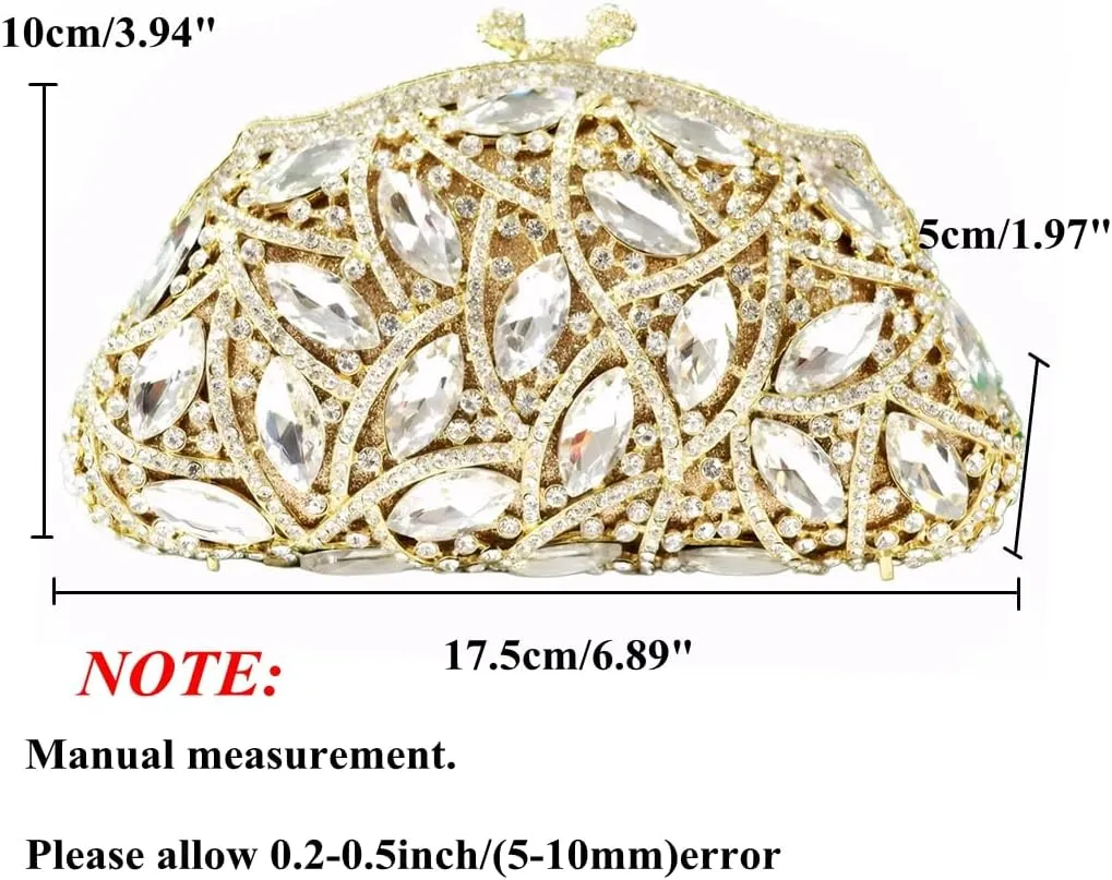 DJBM Luxury Money Pouch Crystal Clutch Purse Unique Glitter Evening Bag with Chain for Women Festival Party