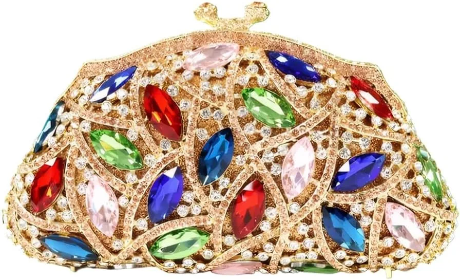 DJBM Luxury Money Pouch Crystal Clutch Purse Unique Glitter Evening Bag with Chain for Women Festival Party