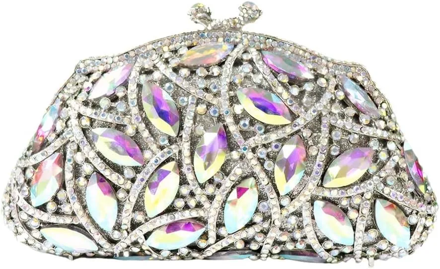 DJBM Luxury Money Pouch Crystal Clutch Purse Unique Glitter Evening Bag with Chain for Women Festival Party