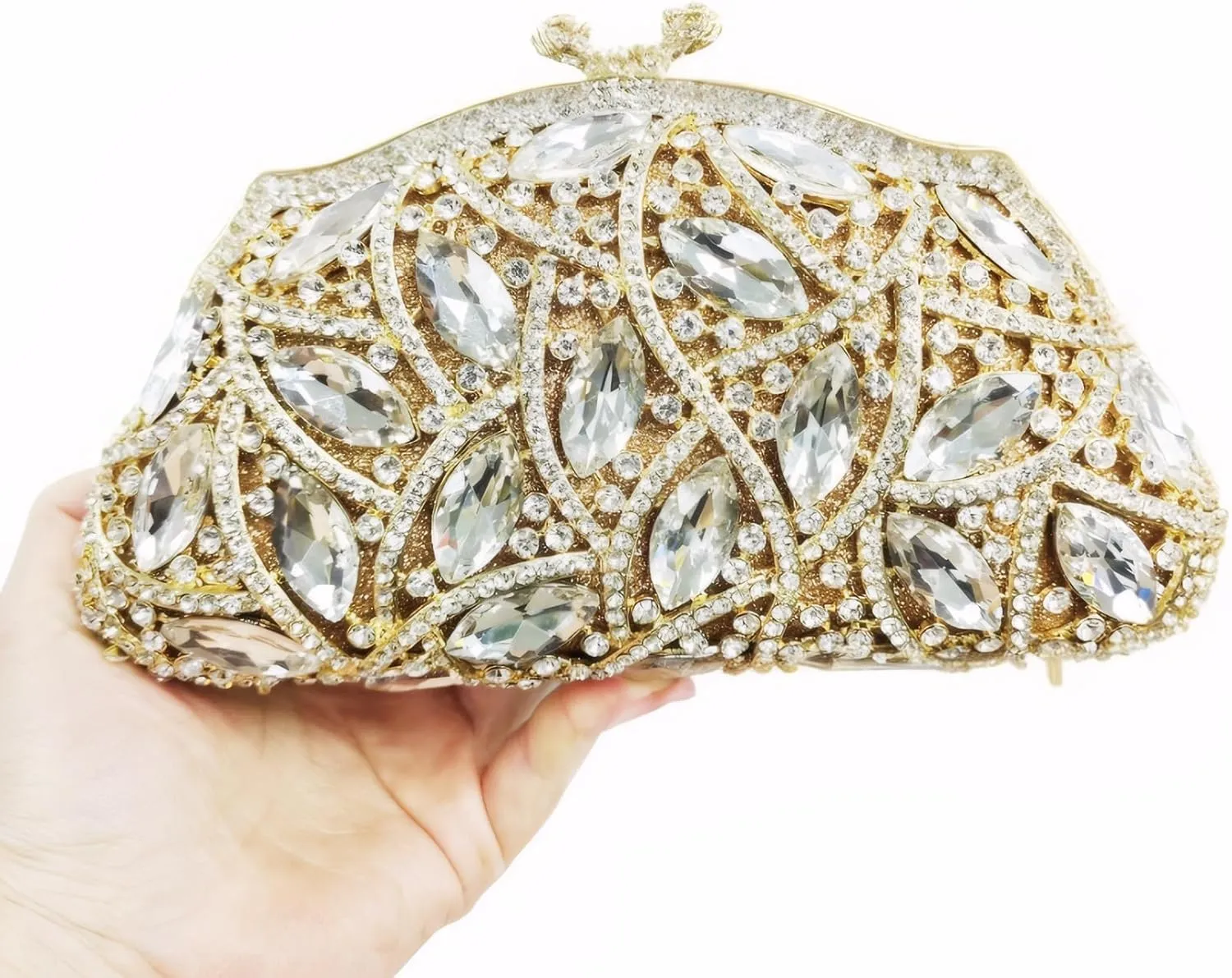 DJBM Luxury Money Pouch Crystal Clutch Purse Unique Glitter Evening Bag with Chain for Women Festival Party