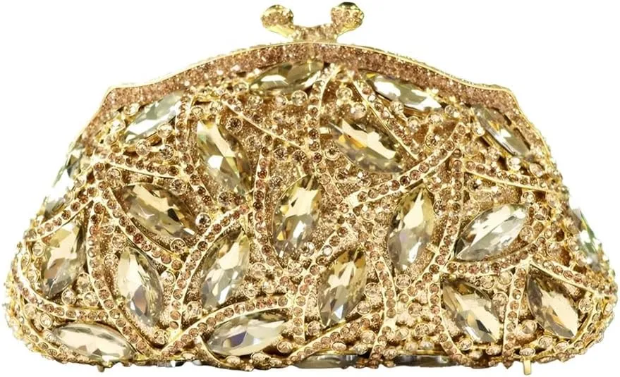 DJBM Luxury Money Pouch Crystal Clutch Purse Unique Glitter Evening Bag with Chain for Women Festival Party