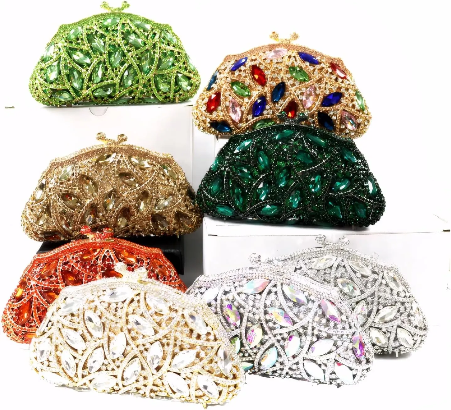 DJBM Luxury Money Pouch Crystal Clutch Purse Unique Glitter Evening Bag with Chain for Women Festival Party