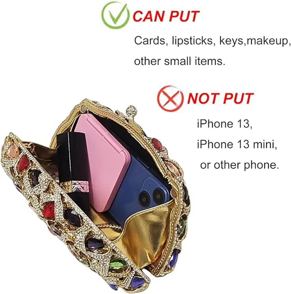 DJBM Luxury Money Pouch Crystal Clutch Purse Unique Glitter Evening Bag with Chain for Women Festival Party