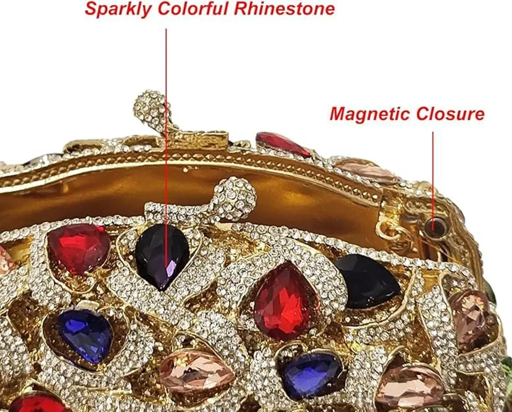 DJBM Luxury Money Pouch Crystal Clutch Purse Unique Glitter Evening Bag with Chain for Women Festival Party