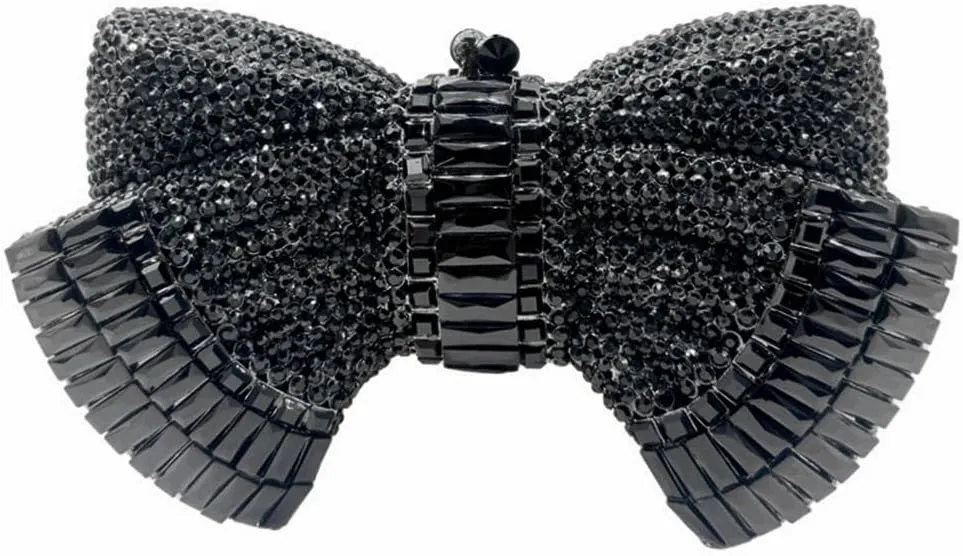 DJBM Sweet Bow Rhinestone Crystal Evening Clutch Diamond Evening Bags Purses and Handbags for Women Formal Party Wedding