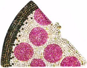 DJBM Women Gorgeous Pizza Evening Bag Sparkling Full Crystal Clutch Handbag with Chain for Wedding Cocktail
